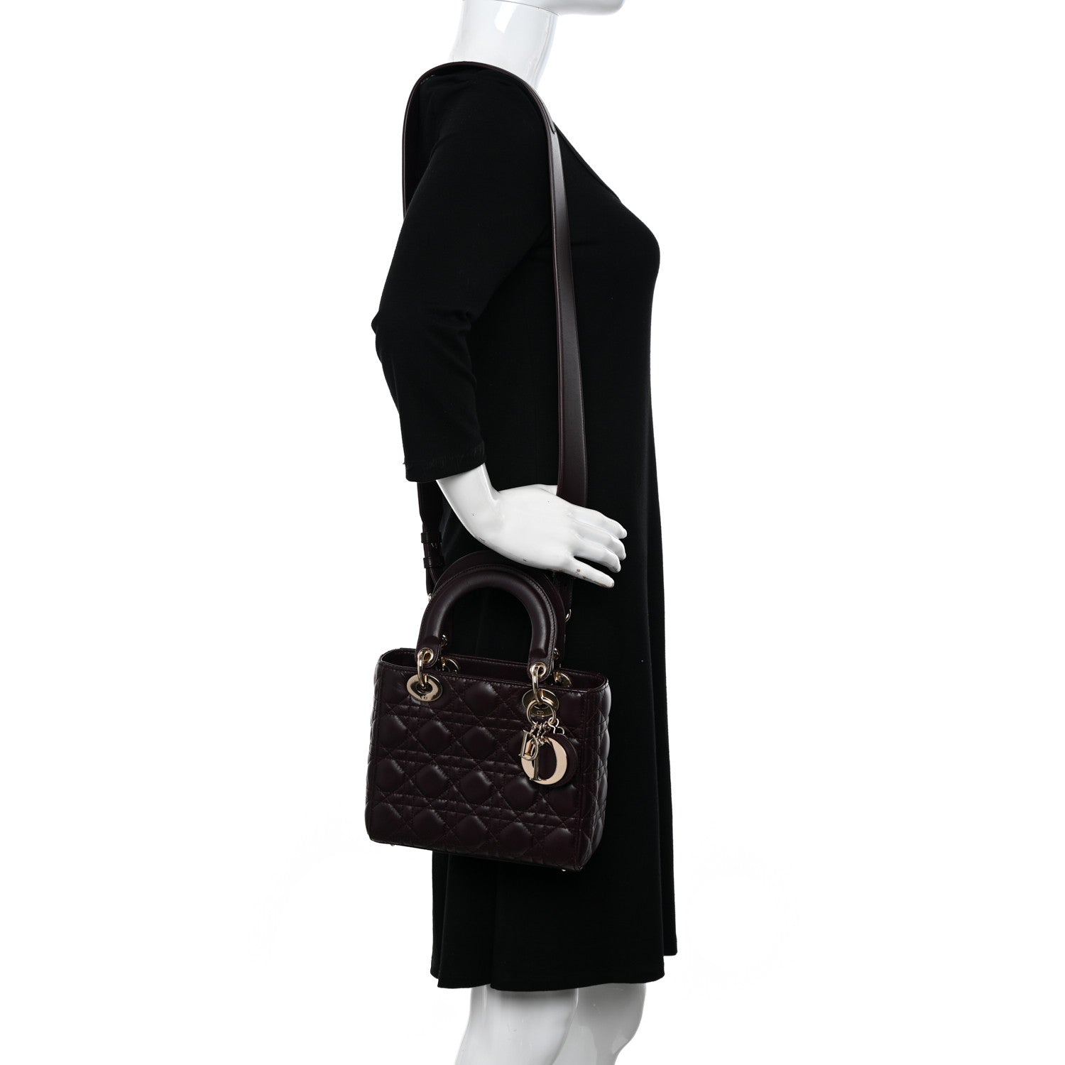 Christian Dior Lambskin Cannage Small Lucky Badges My Lady Dior Burgundy 2 of 10