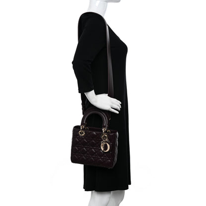 Christian Dior Lambskin Cannage Small Lucky Badges My Lady Dior Burgundy 2 of 10