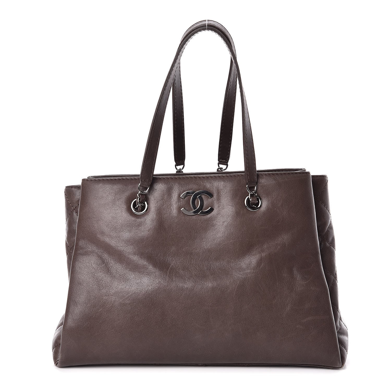 Chanel Calfskin Zipped Shopping Tote Grey 1 of 13