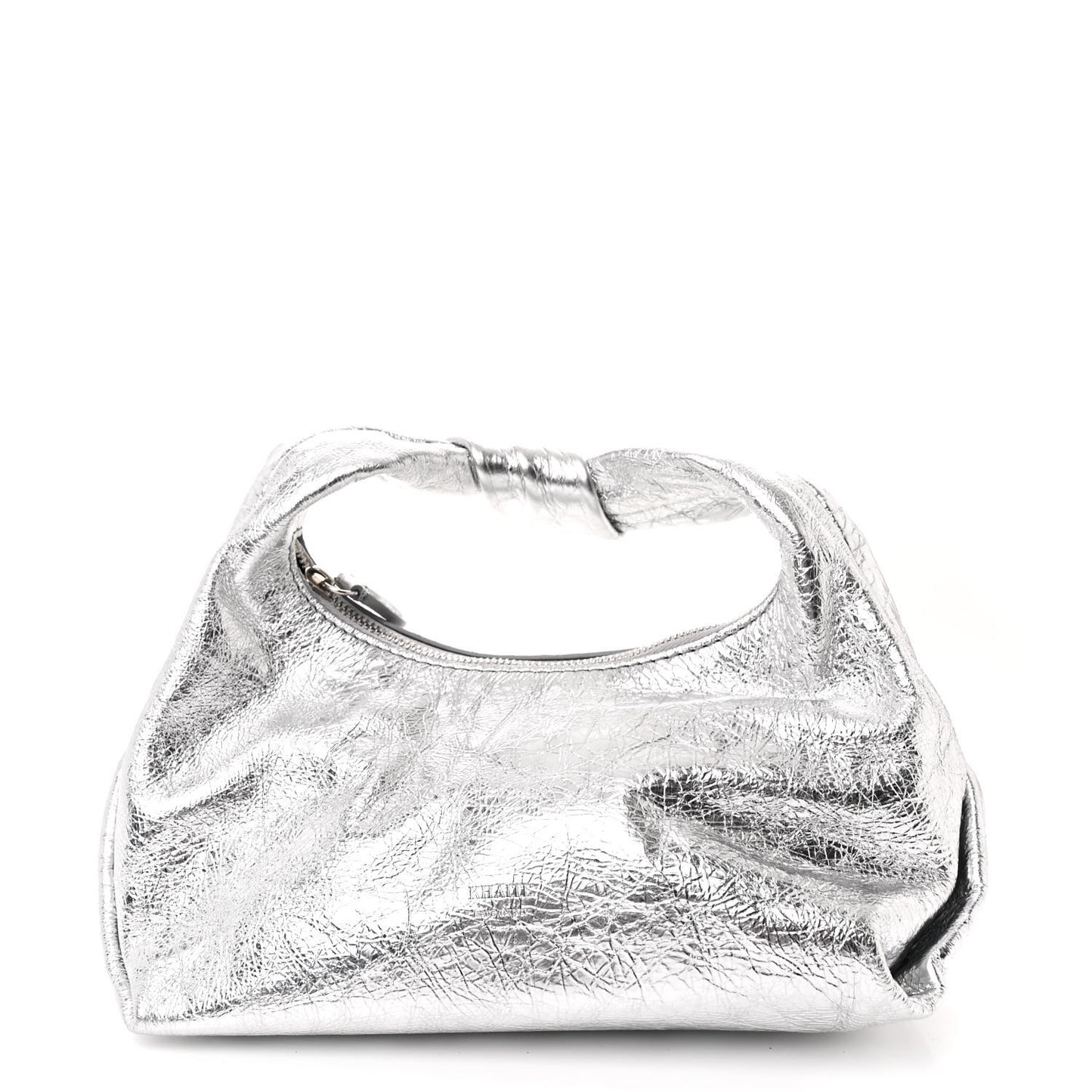 Metallic Crinkled Calfskin Beatrice Small Hobo Silver
