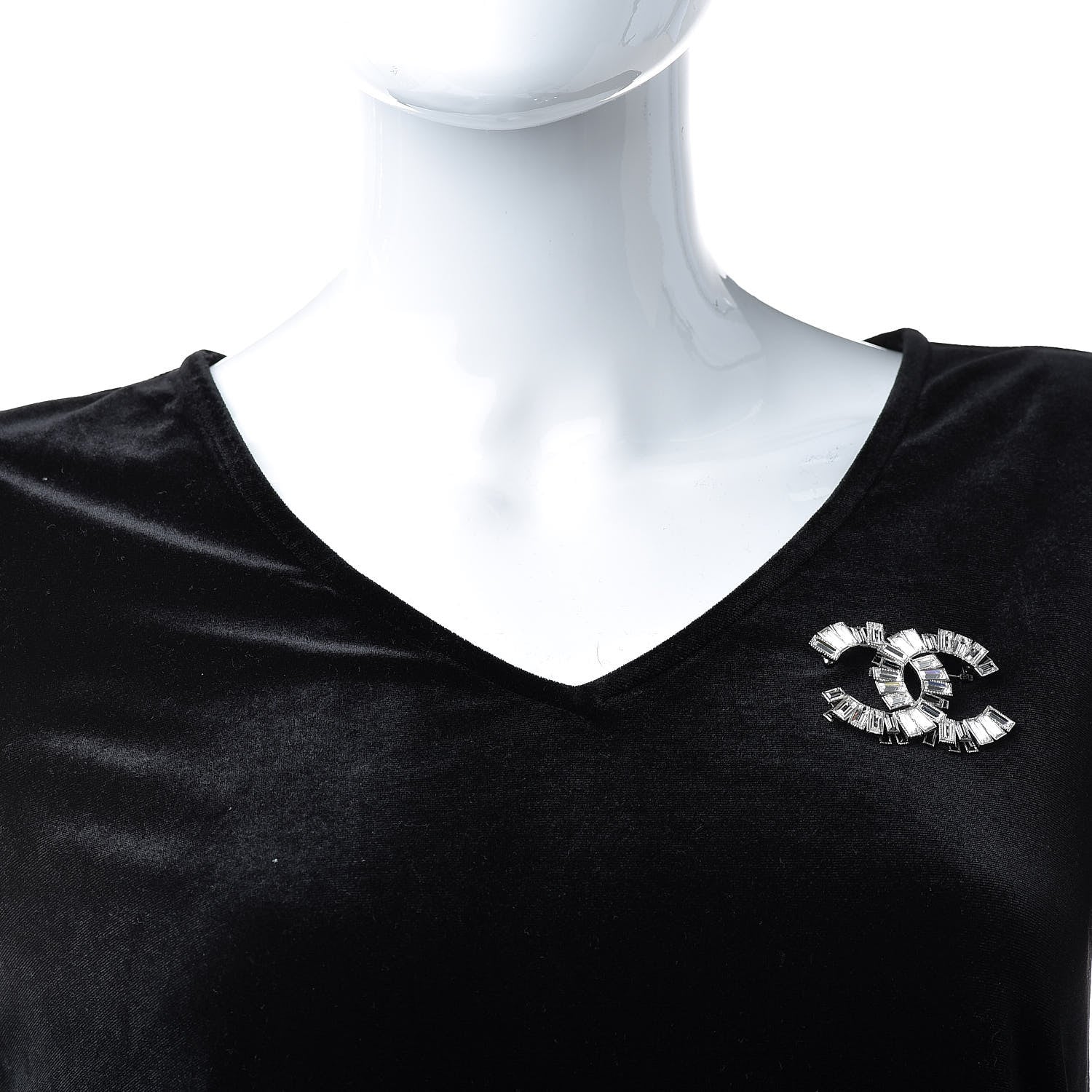 Chanel Crystal Baguette CC Brooch Silver Black 2 of 5