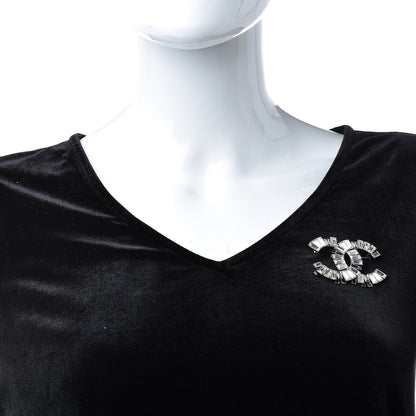 Chanel Crystal Baguette CC Brooch Silver Black 2 of 5