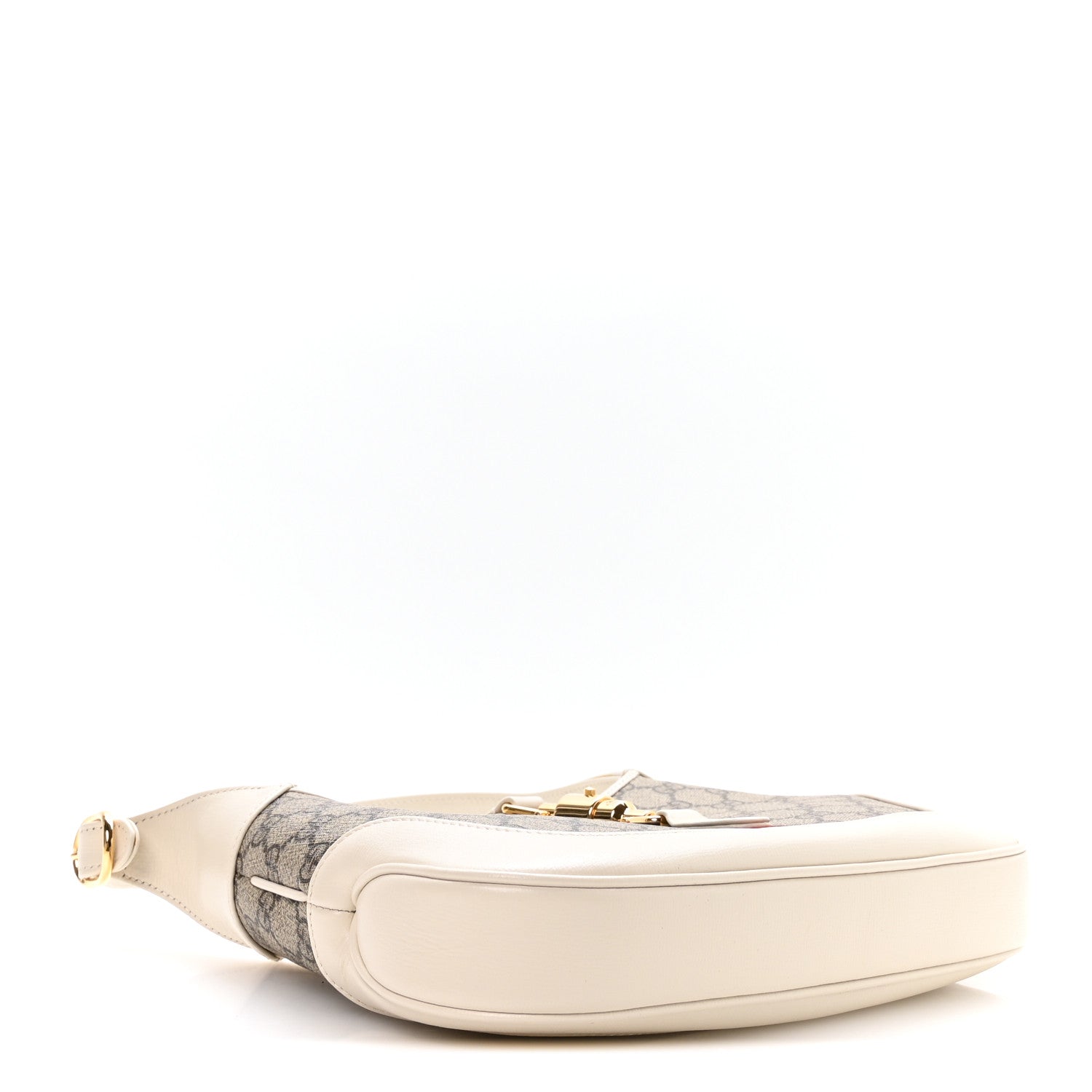Gucci GG Supreme Monogram Azalea Calfskin Web Small Jackie 1961 Hobo Beige Ebony Mystic White 4 of 10