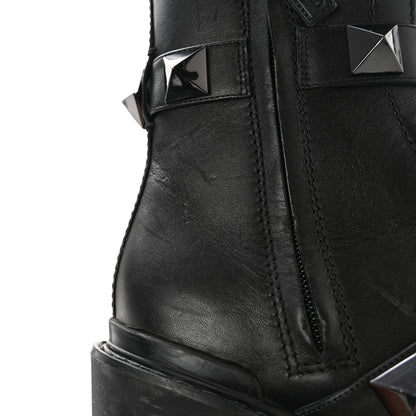 Valentino Garavani Calfskin Tonal Roman Stud 20/85mm Combat Boots 36.5 Black 14 of 15