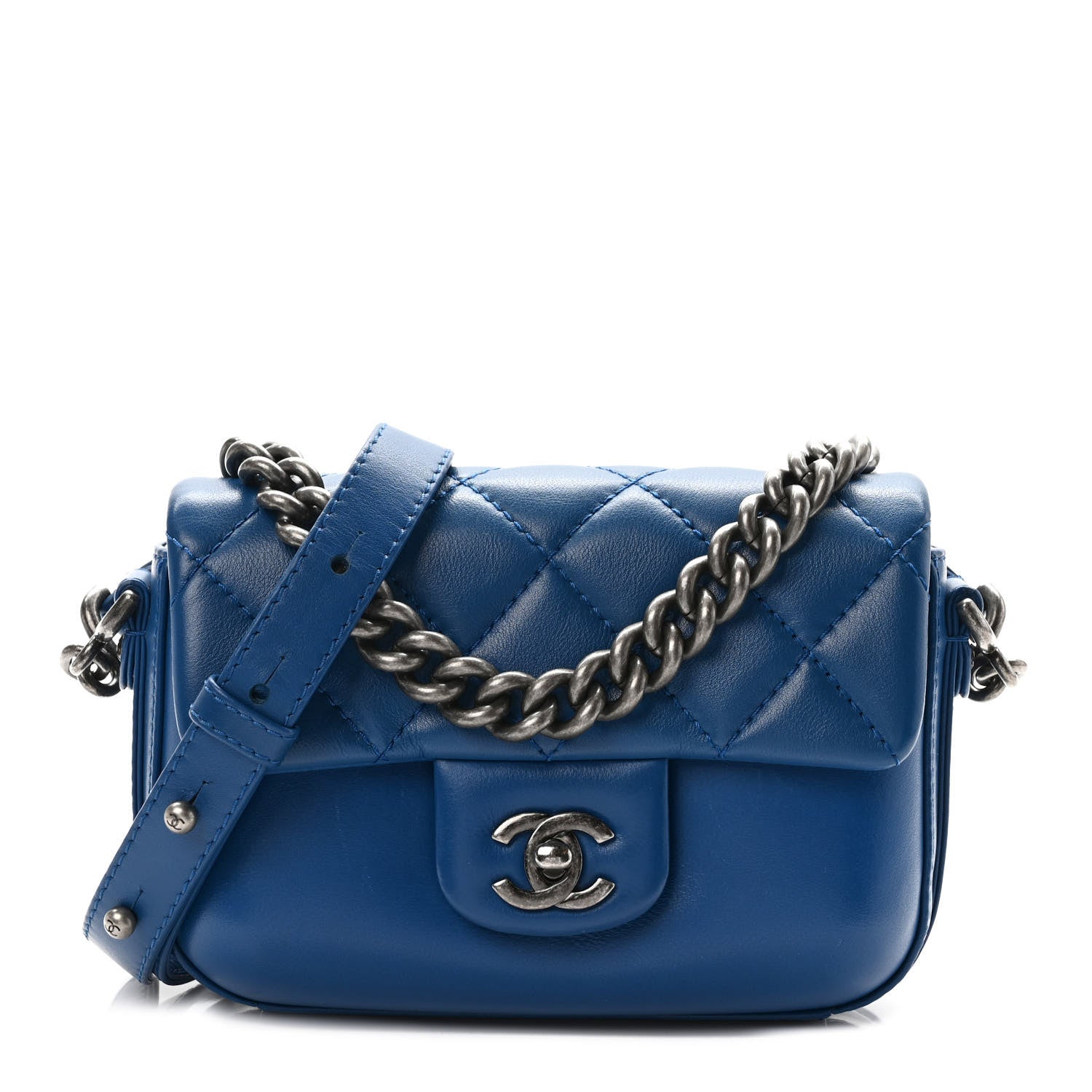 Chanel Calfskin Quilted Small Rock My Shoulder Flap Blue 1 of 9