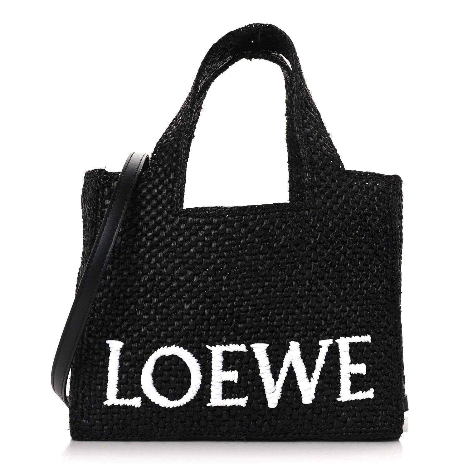 Loewe Raffia Small Paula's Ibiza Logo Tote Black White 1 of 8