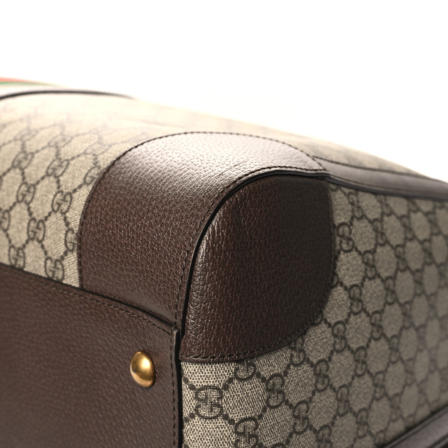 Gucci GG Supreme Monogram Textured Dollar Calfskin Web Large Savoy Duffle Bag Beige Ebony New Acero 9 of 13