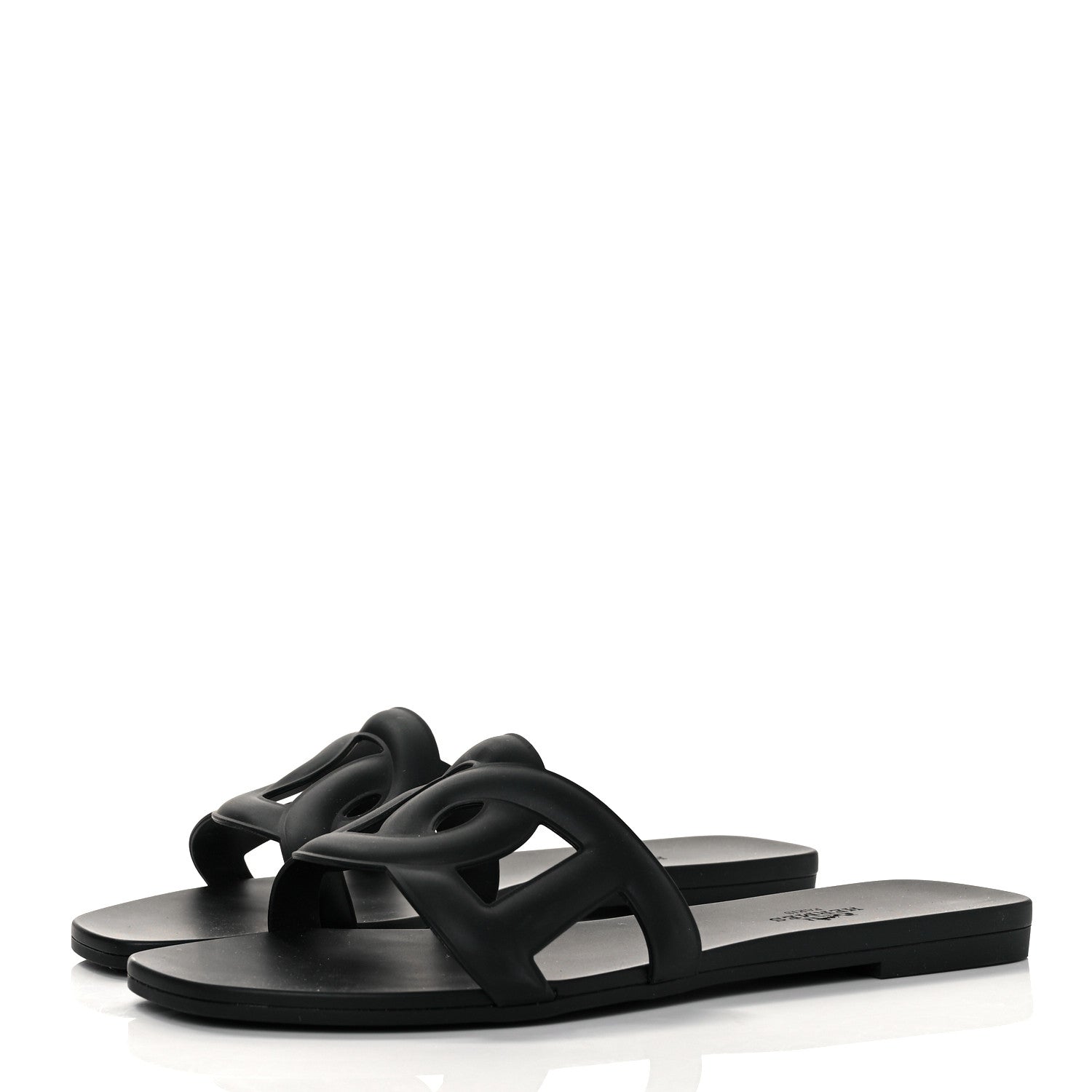 Hermes Rubber Aloha Sandals 38 Black 3 of 9