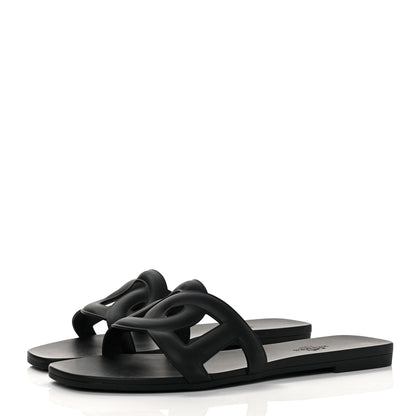 Hermes Rubber Aloha Sandals 38 Black 3 of 9