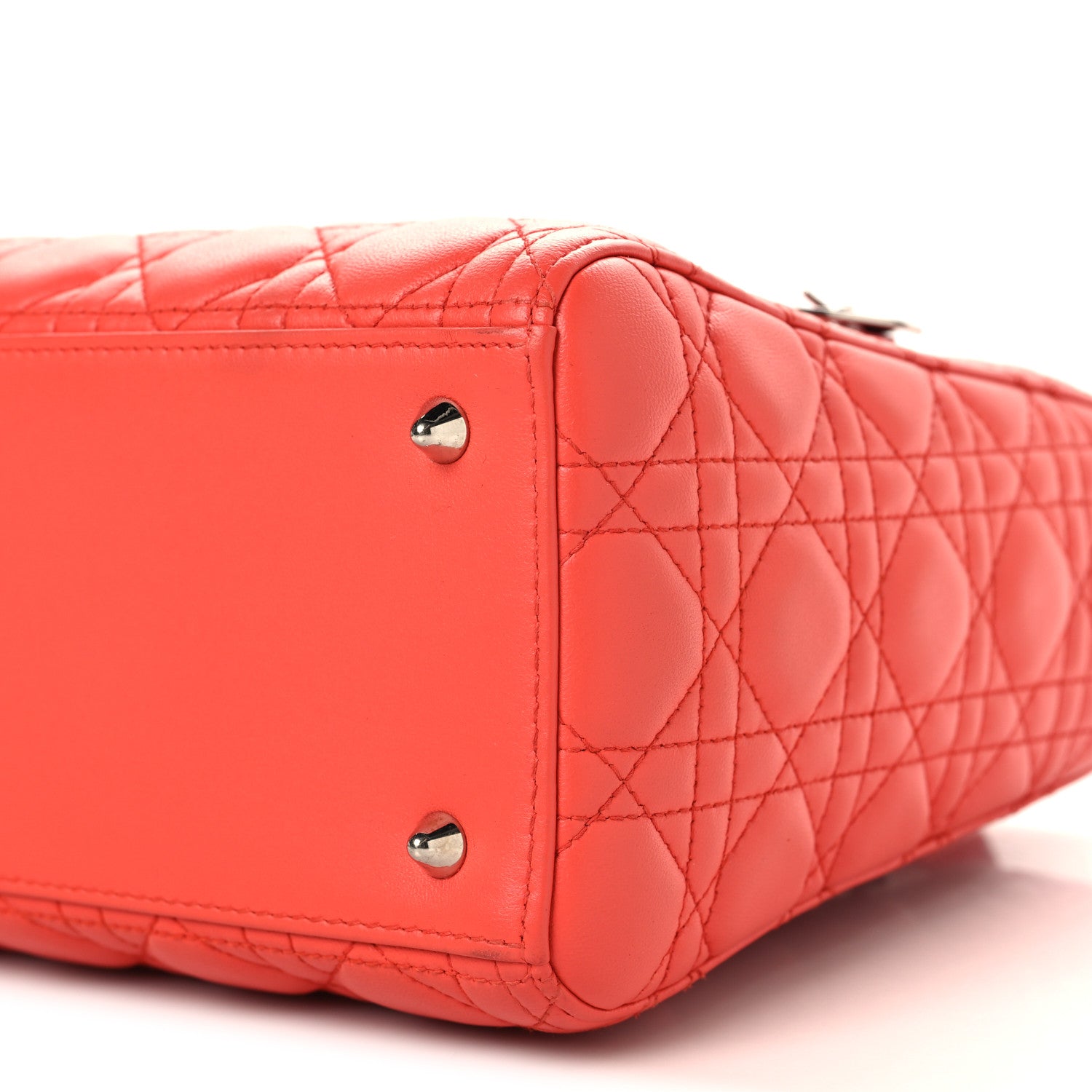 Christian Dior Lambskin Cannage Medium Lady Dior Coral 10 of 10