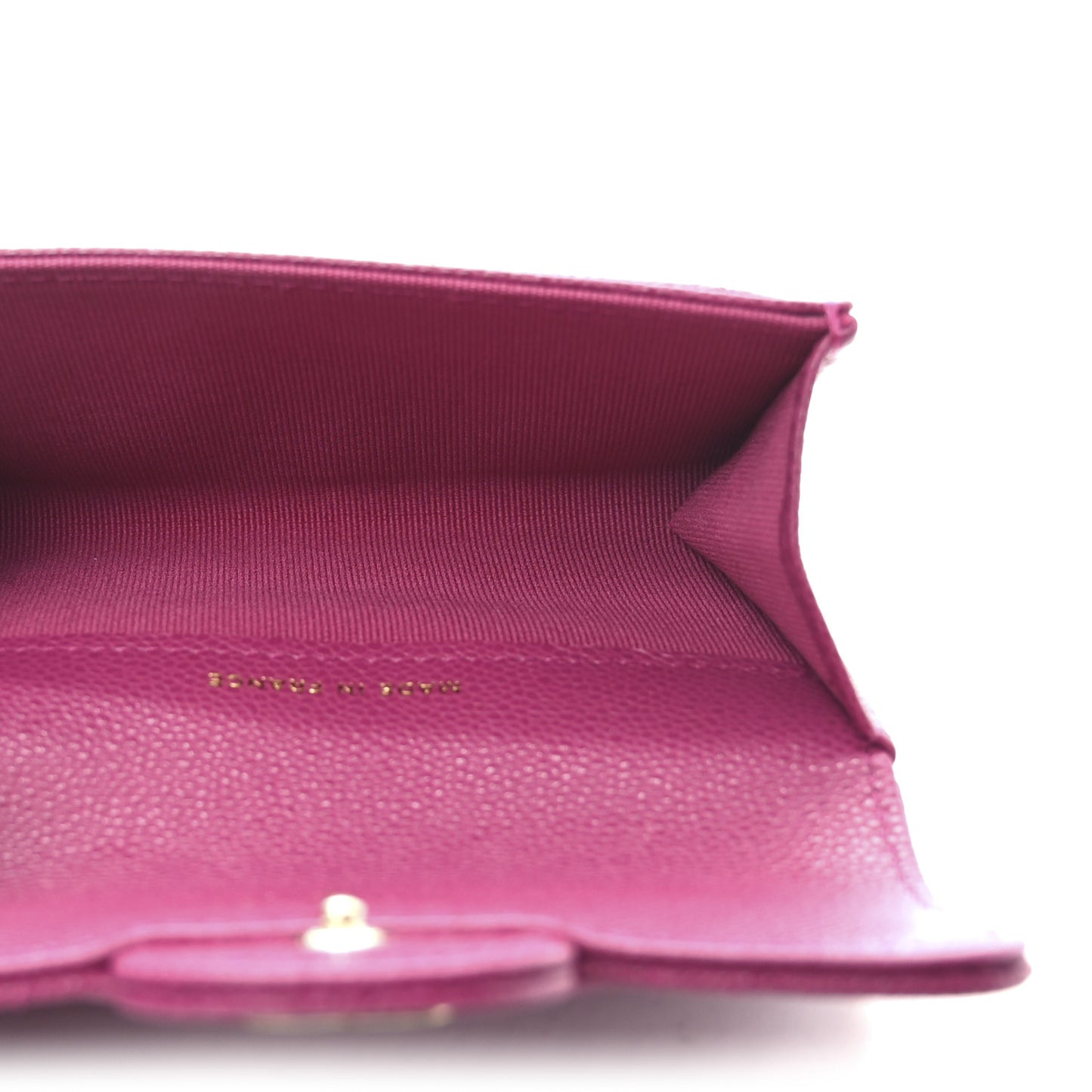 Caviar Quilted Flap Card Holder Wallet Fuchsia
