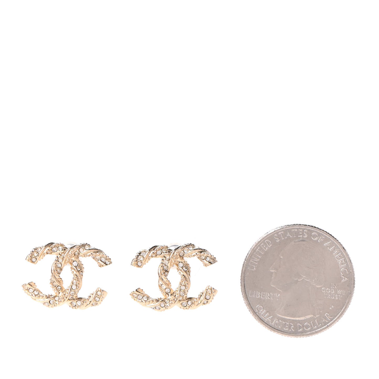 Crystal Twisted CC Earrings Gold