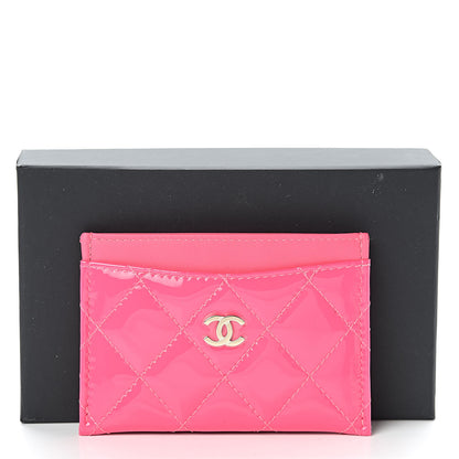 Chanel Patent Quilted Card Holder Pink 9 of 9