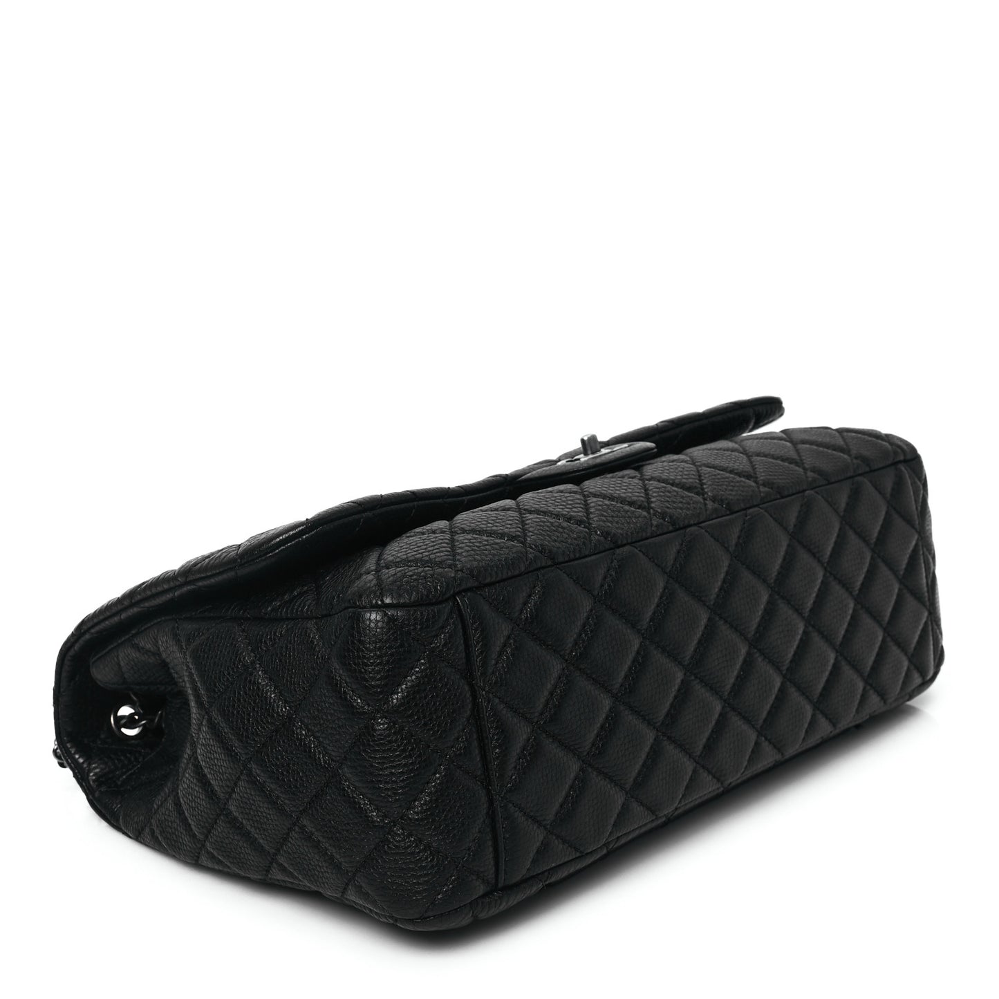 Grained Calfskin Quilted Small XXL Travel Flap Bag Black
