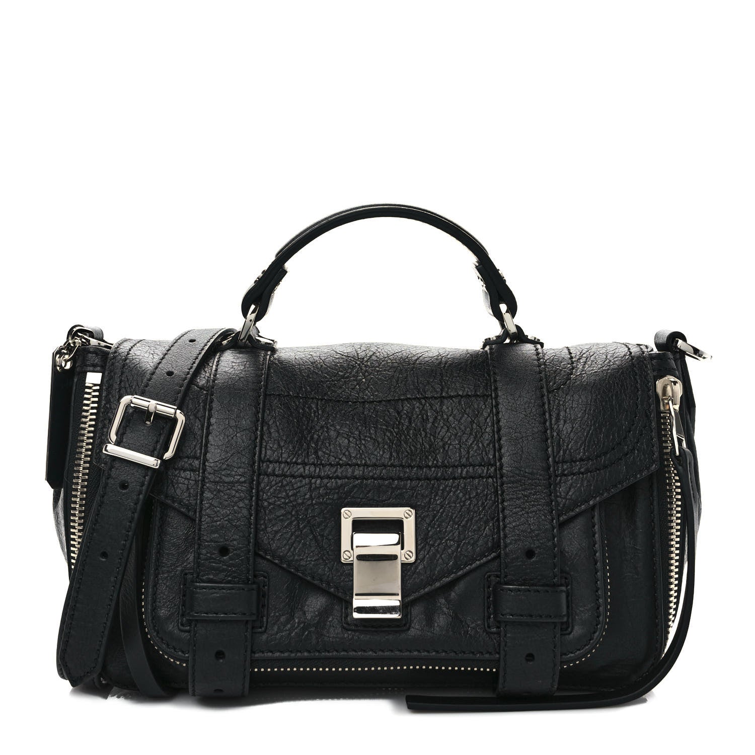 Proenza Schouler Lambskin Small PS1 Plus Zip Satchel Black 1 of 10