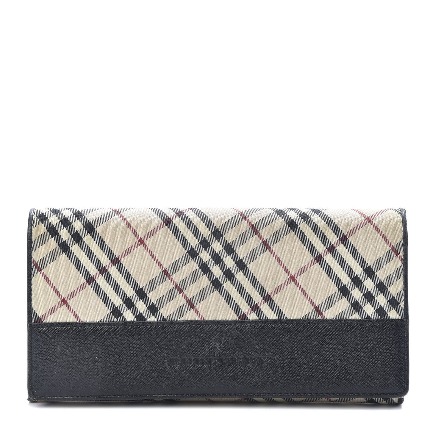 Calfskin House Check Continental Flap Wallet Black