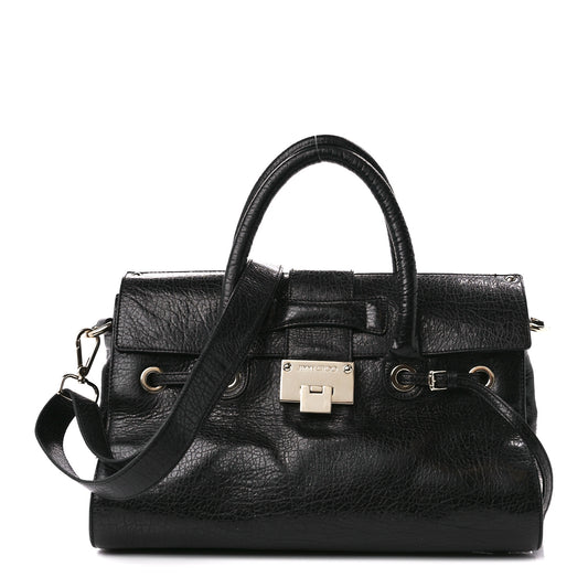 Grainy Calfskin Rosalie Satchel Black