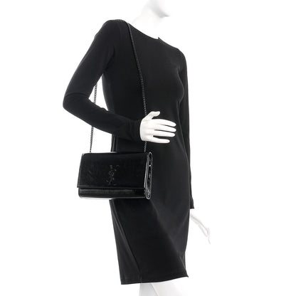 Saint Laurent Textured Patent Medium Classic Monogram Kate Satchel Black 2 of 7