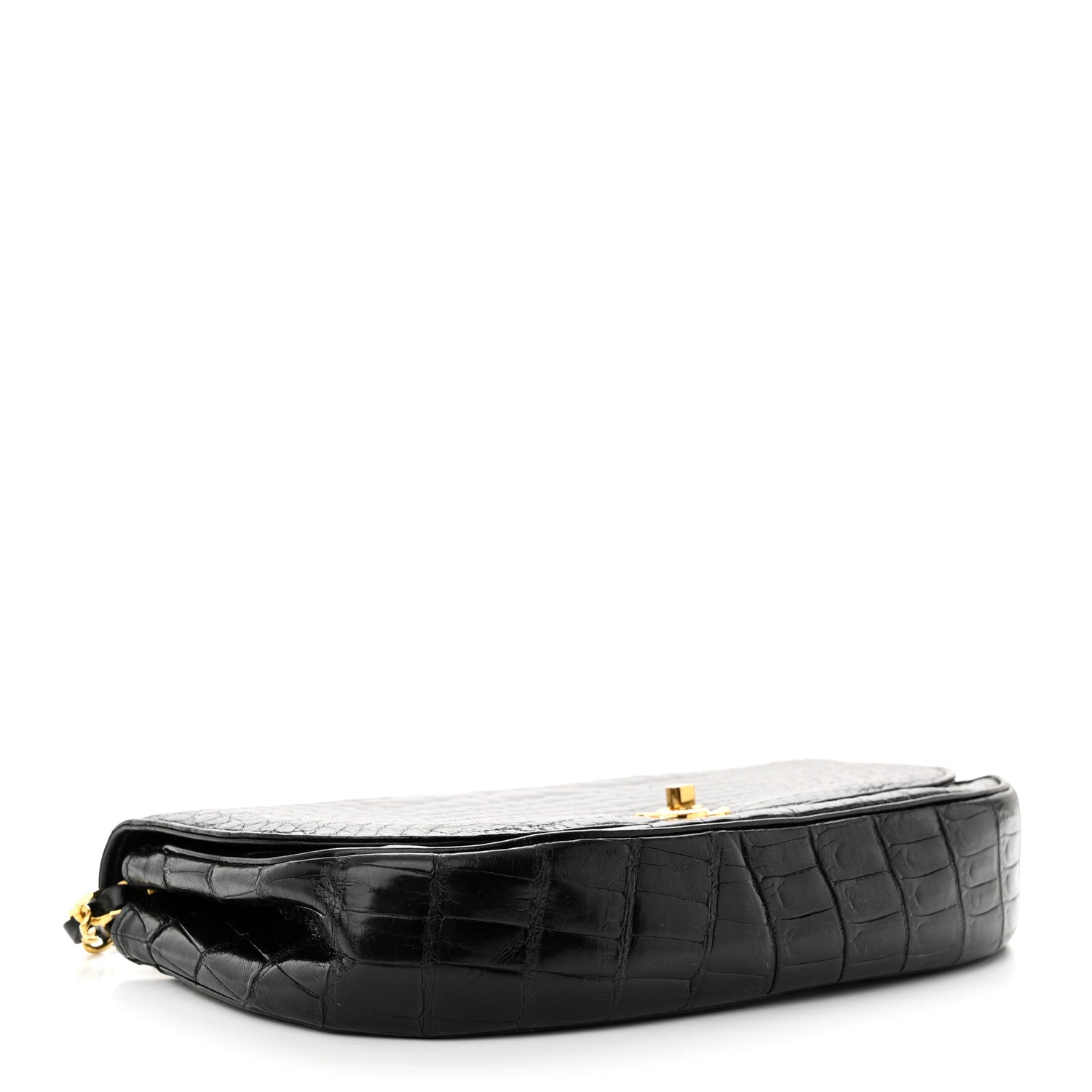 Chanel Shiny Crocodile Evening Flap Black 4 of 10