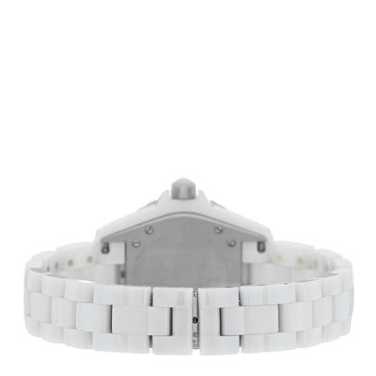 Chanel Stainless Steel Ceramic Diamond Pave Bezel 33mm J12 Quartz Watch White 3 of 5