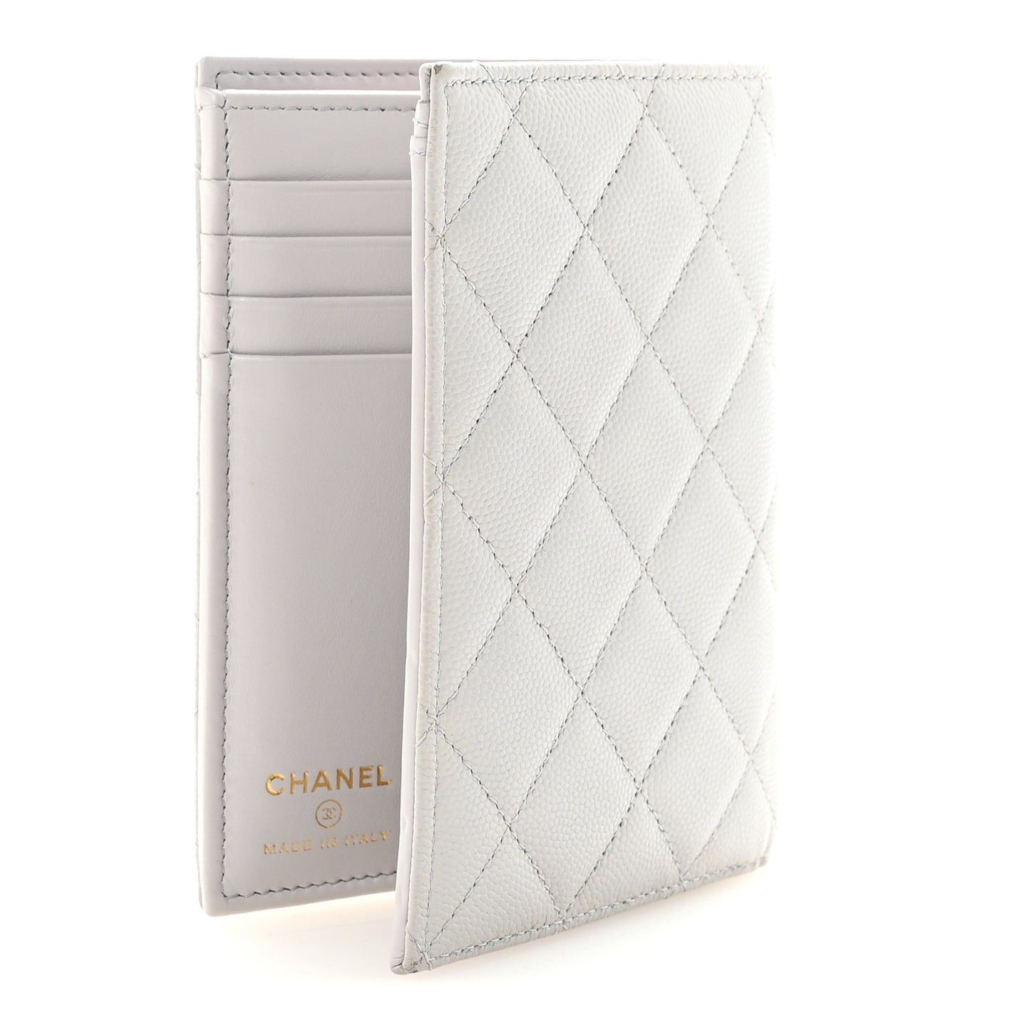 Caviar Quilted CC Passport Holder Grey