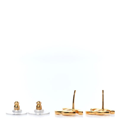 Chanel Metal CC Paris Button Stud Earrings Gold 3 of 4