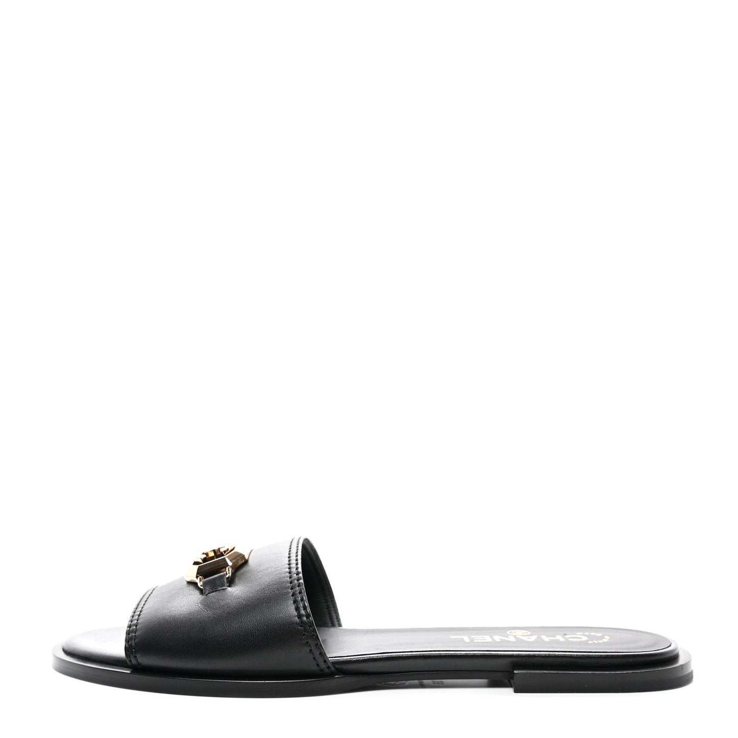 Shiny Calfskin CC Mules 39 Black