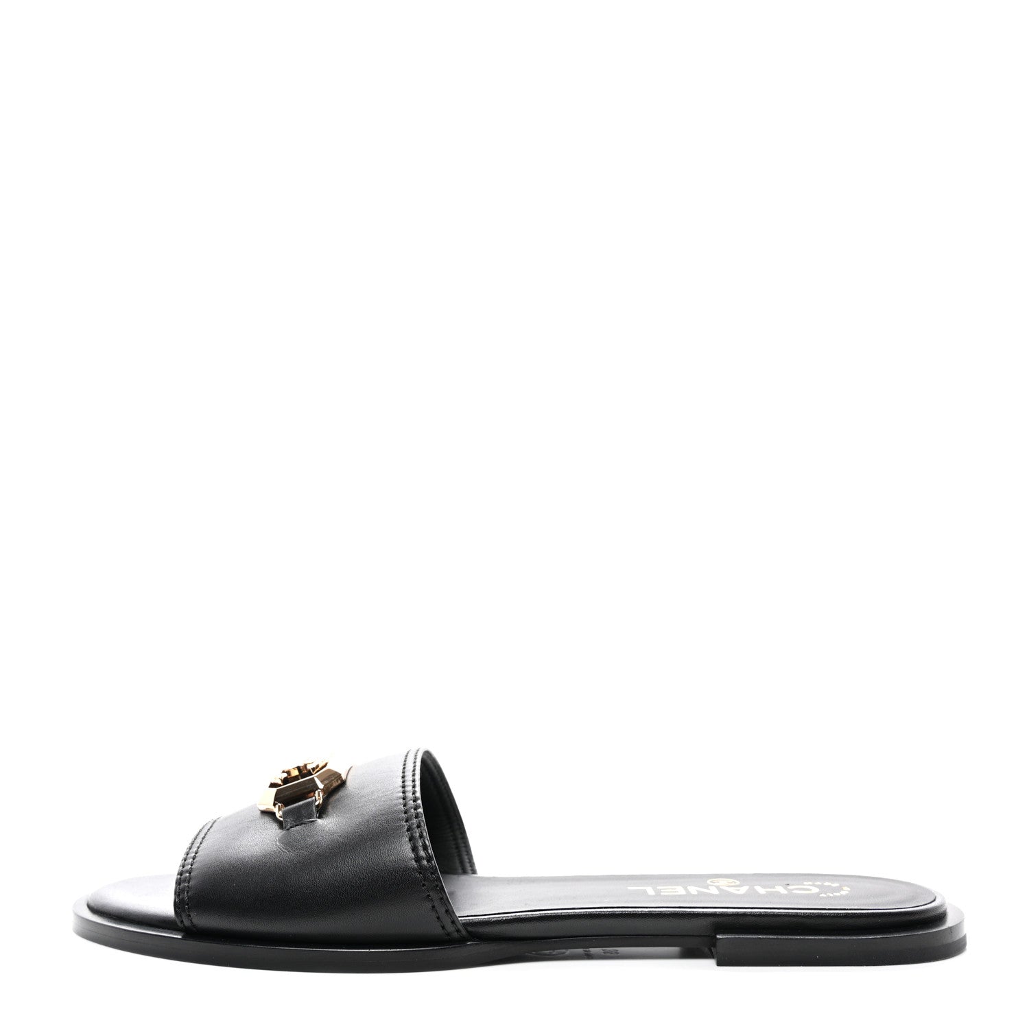 Chanel Shiny Calfskin CC Mules 39 Black 1 of 9