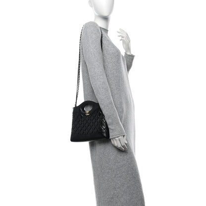 Chanel Shiny Crumpled Calfskin Quilted Mini 31 Shopping Bag Black 2 of 11