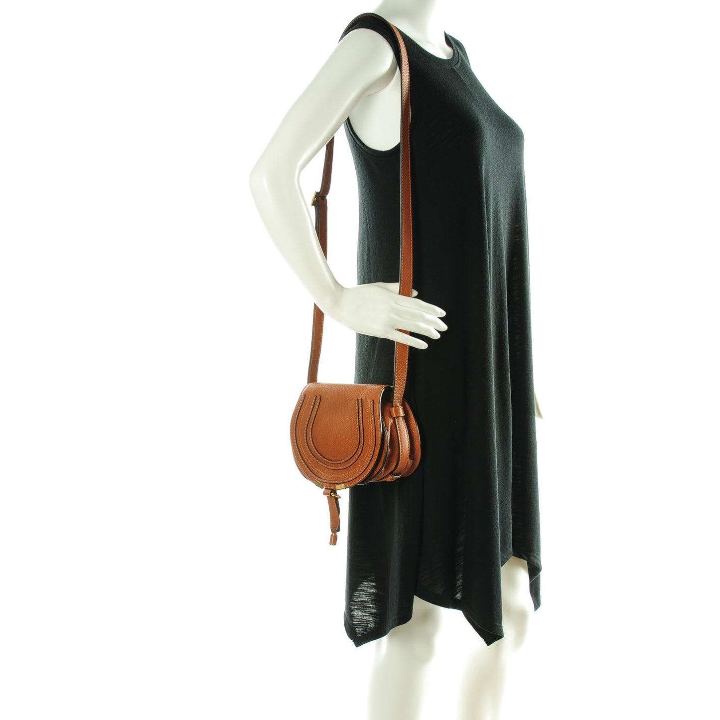 Calfskin Mini Marcie Round Crossbody Bag Tan