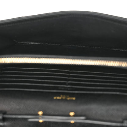 Saint Laurent Grain De Poudre Matelasse Chevron Monogram Chain Wallet Black 5 of 10
