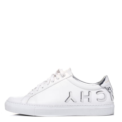 Givenchy Calfskin Reverse Logo Womens Urban Street Sneakers 39.5 White Silver 1 of 14