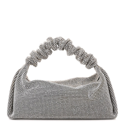 Alexander Wang Mesh Crystal Rhinestone Mini Scrunchie Clutch Black Silver 1 of 10