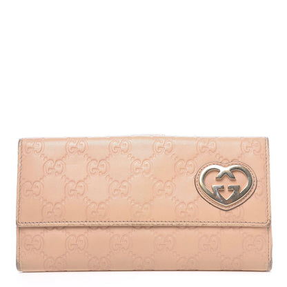 Gucci Guccissima Continental Heart Wallet Beige 1 of 6
