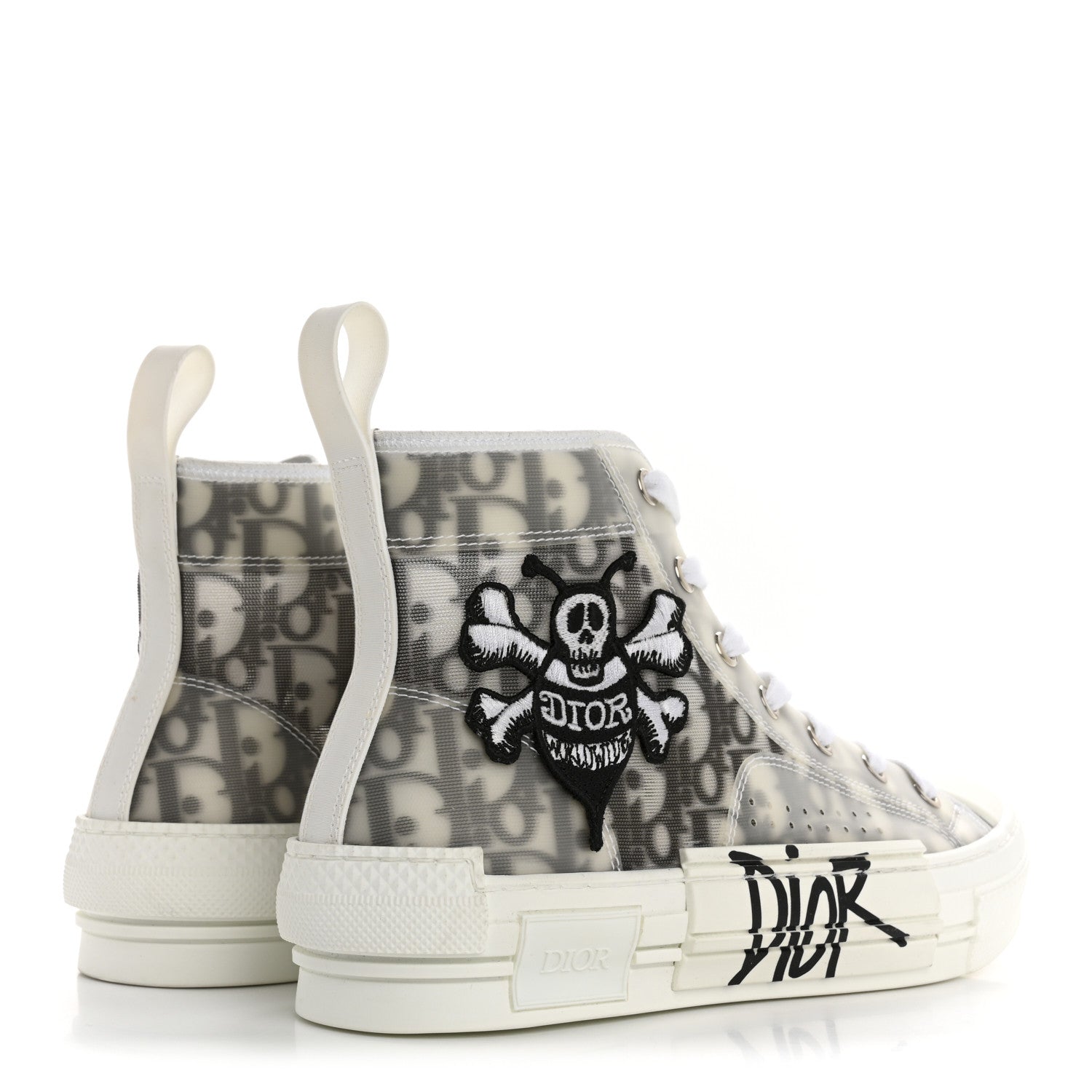 Christian Dior X SHAWN STUSSY Canvas Oblique Bee B23 High Top Sneakers 39 White Black 5 of 12