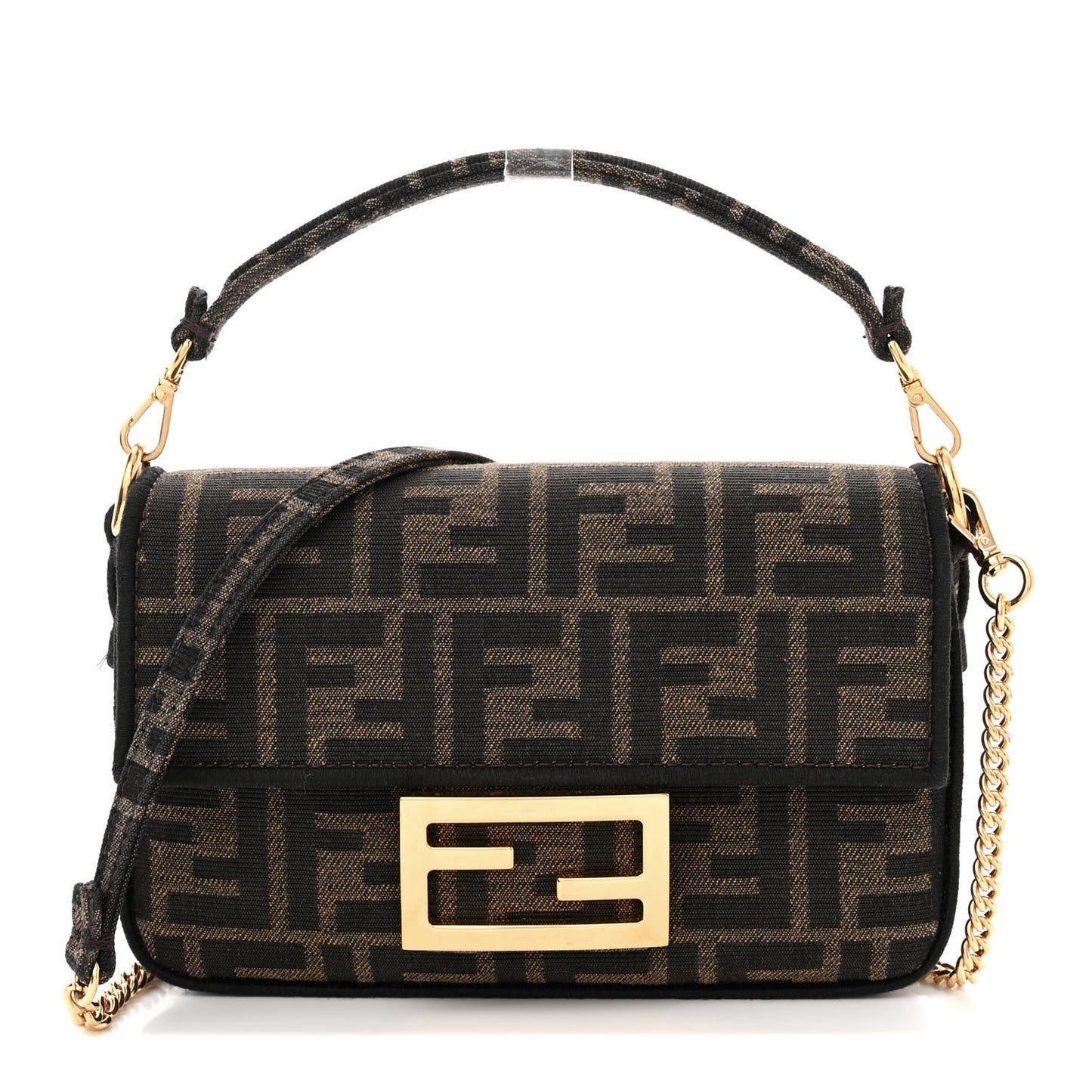 Fabric Jacquard FF 1974 Mini Baguette Tobacco Moro Black