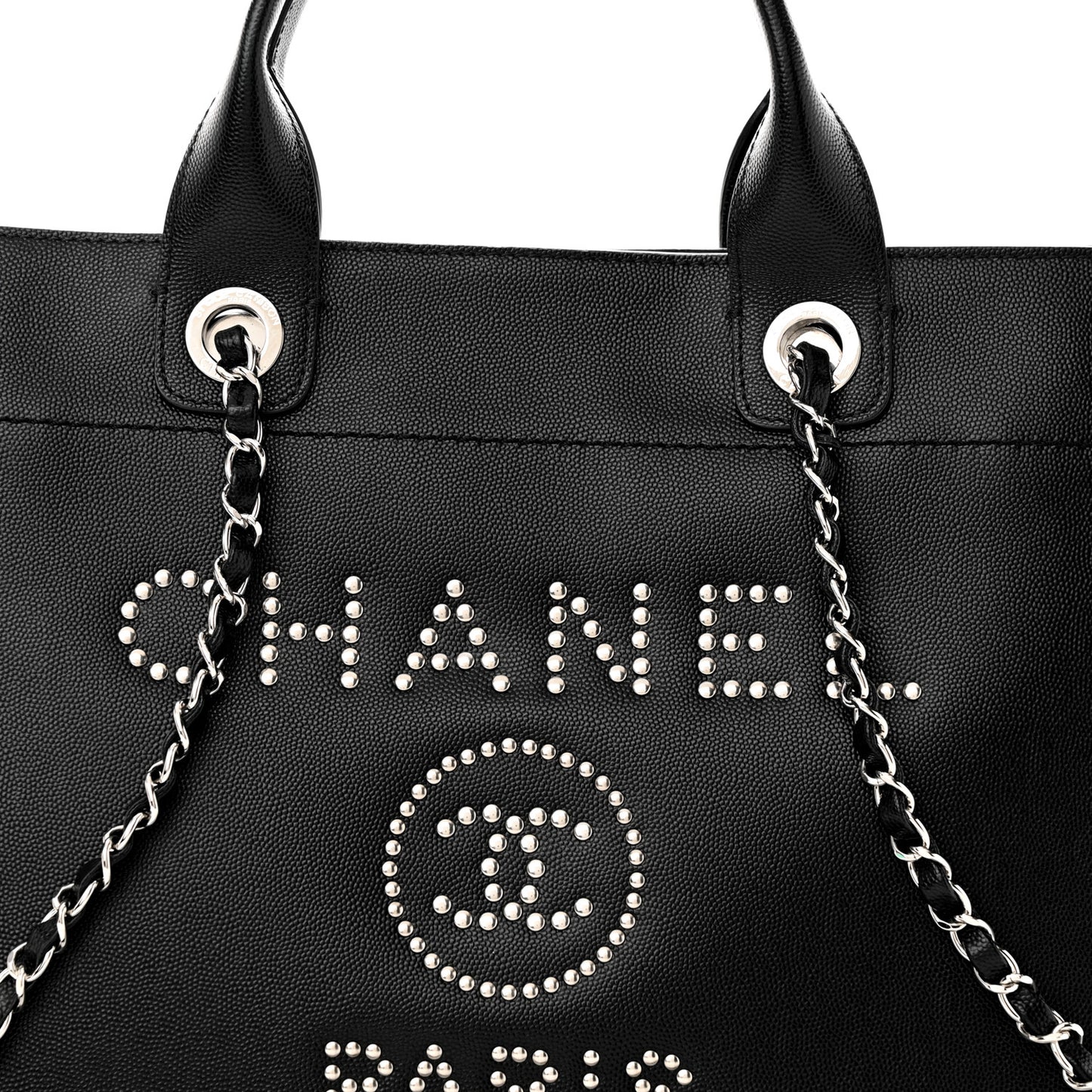 Caviar Small Studded Deauville Tote Black