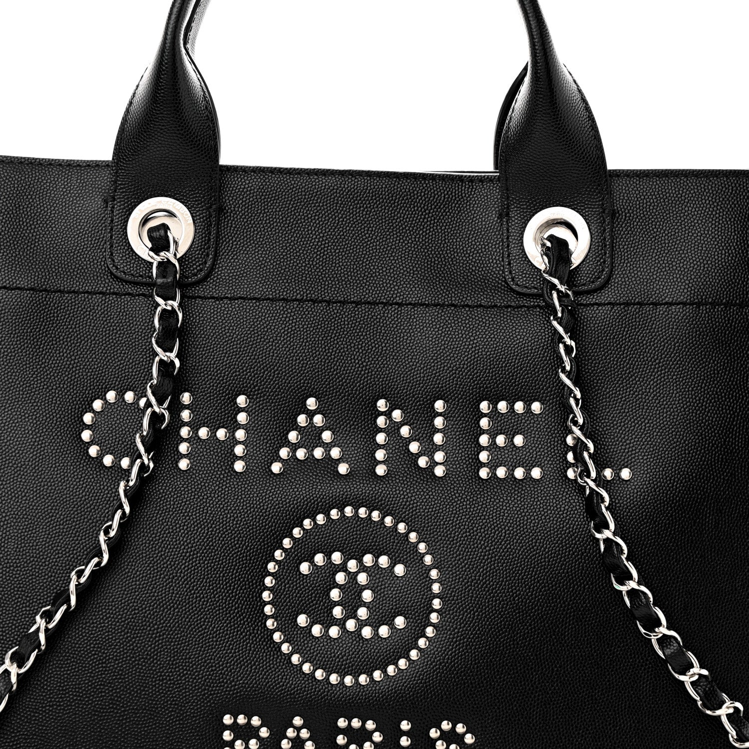 Chanel Caviar Small Studded Deauville Tote Black 8 of 13