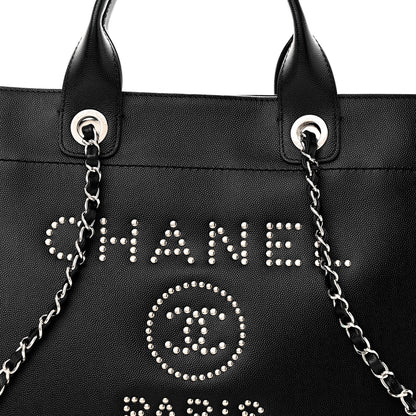 Chanel Caviar Small Studded Deauville Tote Black 8 of 13