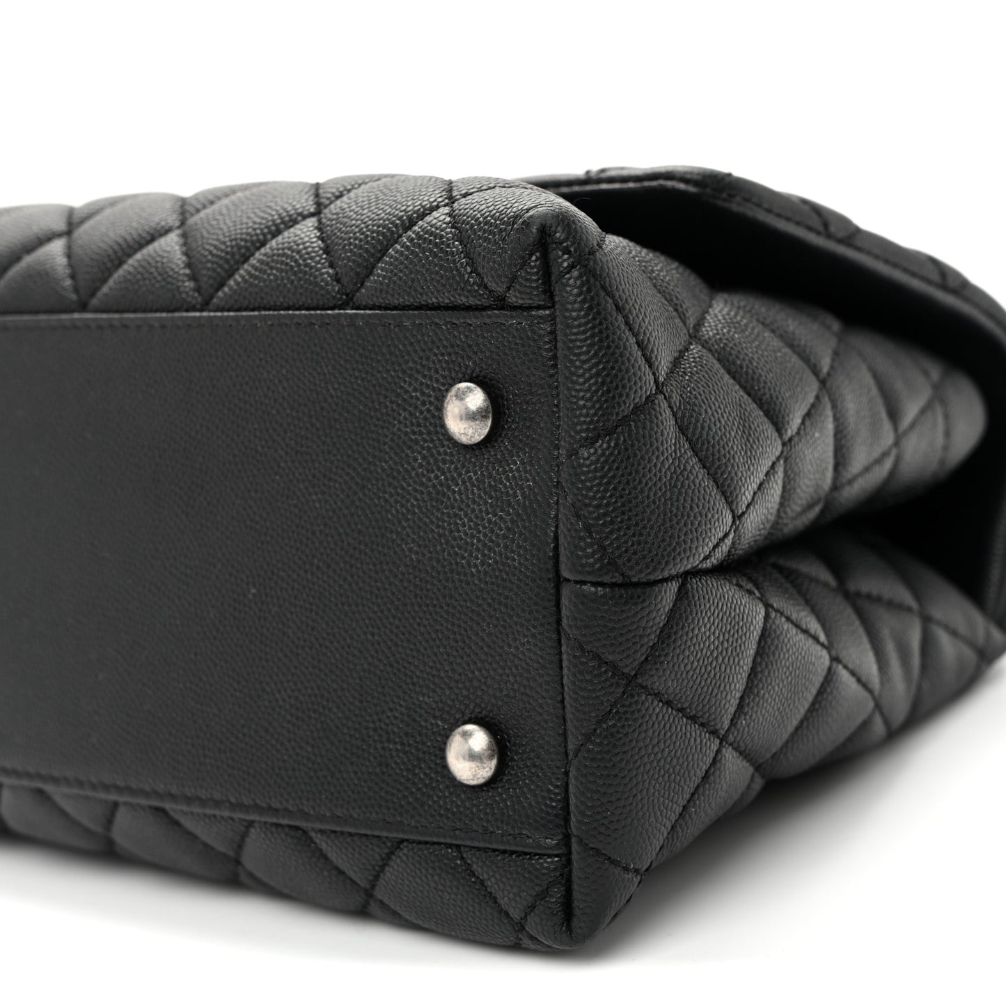 Caviar Quilted Small Coco Handle Flap Black