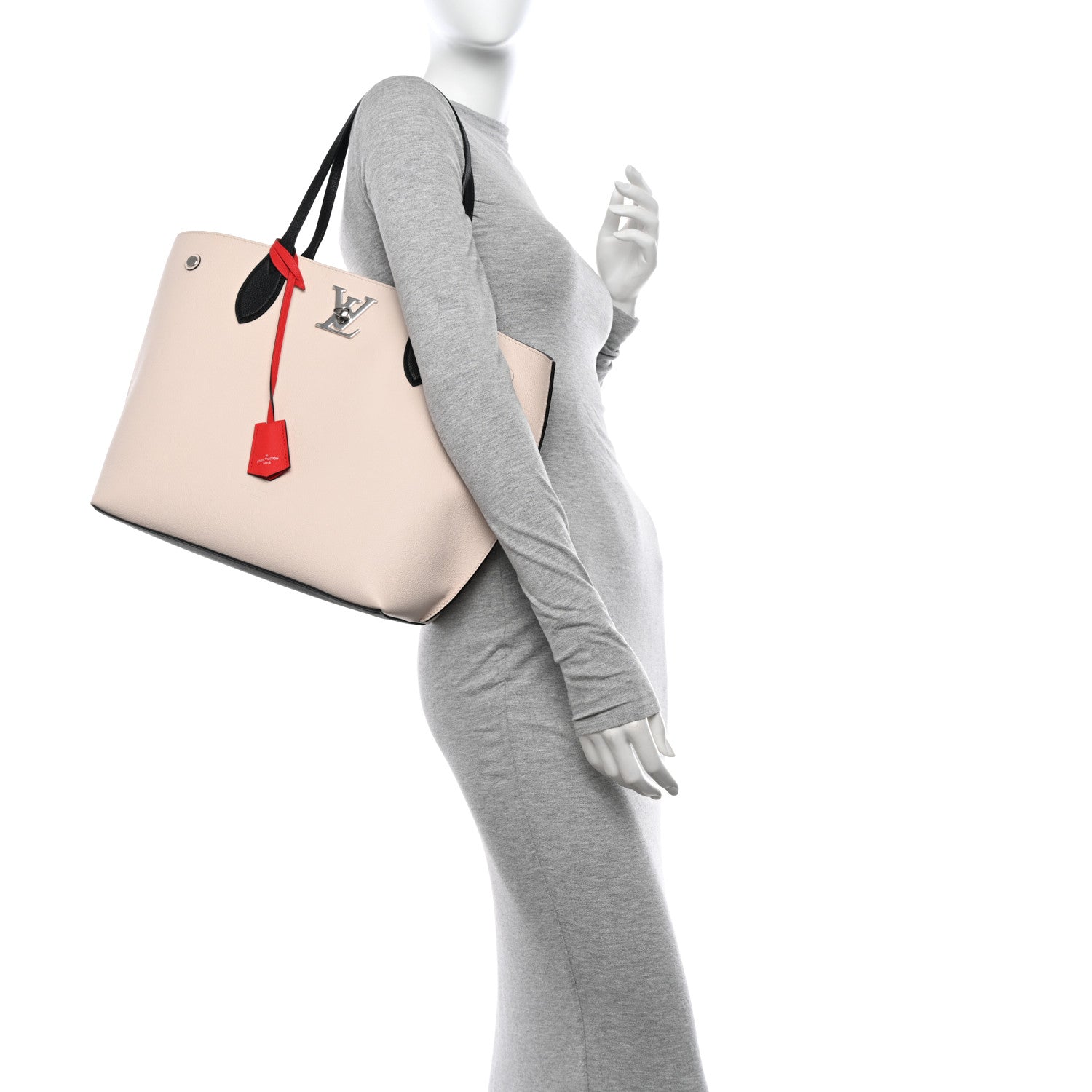 Louis Vuitton Calfskin Lockme Go Tote Kabuki Red Quartz Black 2 of 12
