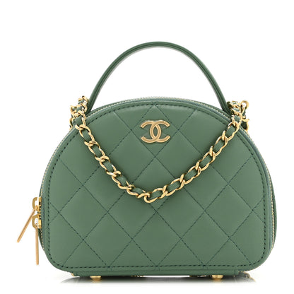 Chanel Lambskin Quilted Chic Riviera Top Handle Vanity Case Green 1 of 10