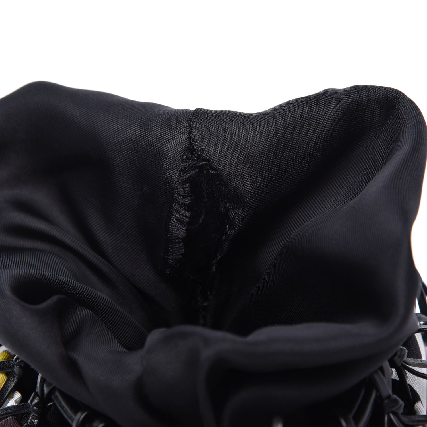 Prada Fabric Calfskin Floral Print Net Chain Bag Black Multicolor 11 of 11