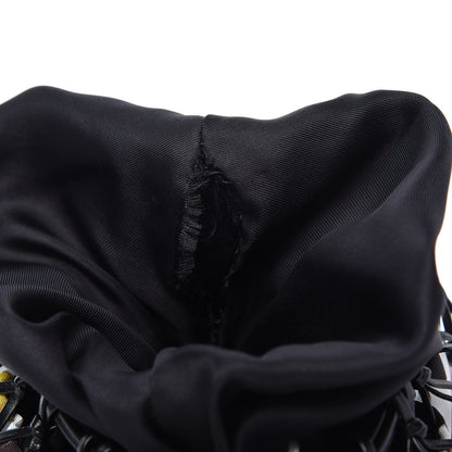 Prada Fabric Calfskin Floral Print Net Chain Bag Black Multicolor 11 of 11