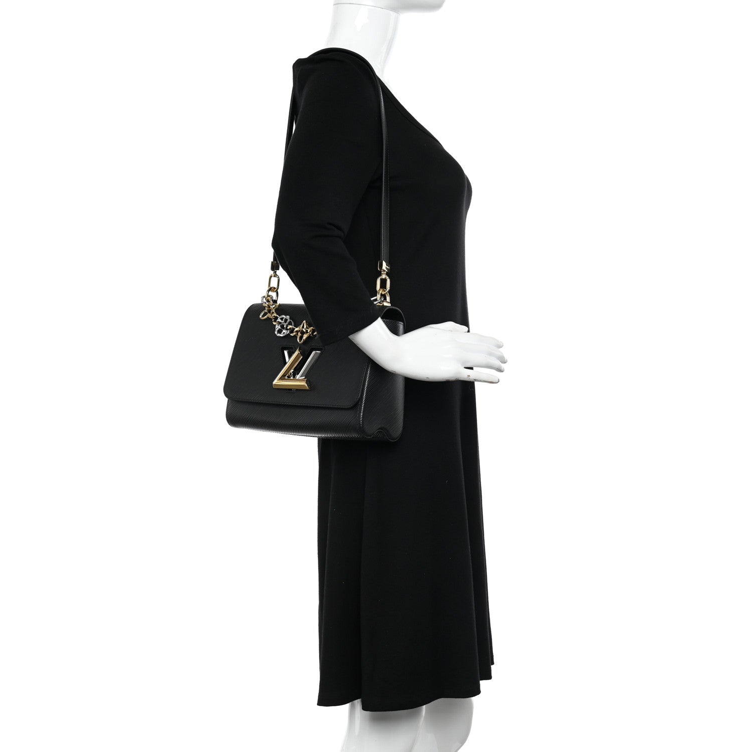 Louis Vuitton Epi Twist Flowers Chain Shoulder Bag MM Black 2 of 9