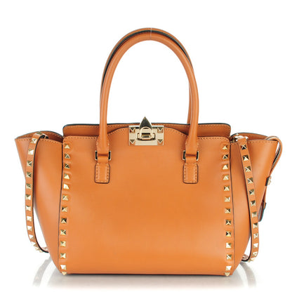Valentino Garavani Vitello Small Rockstud Double Handle Tote Tan 1 of 7