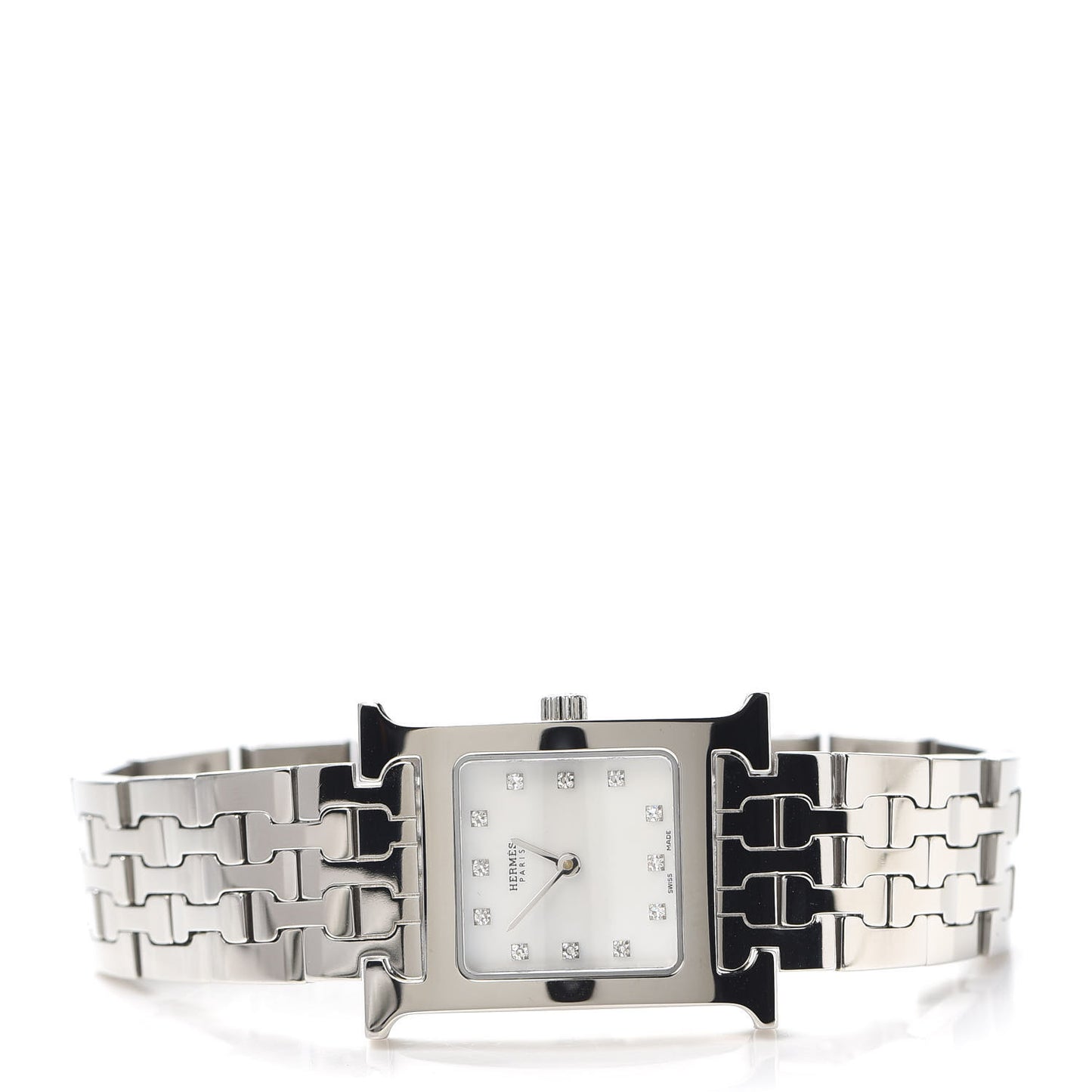 Stainless Steel Diamond Mother of Pearl 21mm Heure H Hour Quartz Watch