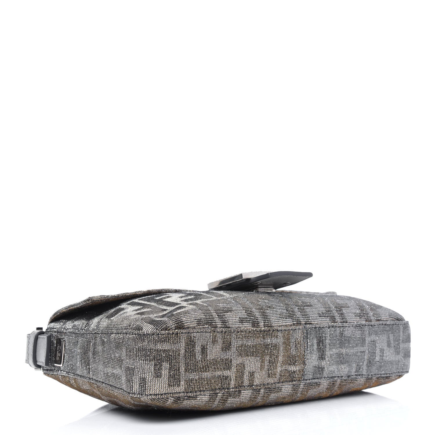 Fendi Metallic Lurex Zucca Vitello Baguette Oro Argento 4 of 11