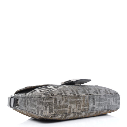 Fendi Metallic Lurex Zucca Vitello Baguette Oro Argento 4 of 11
