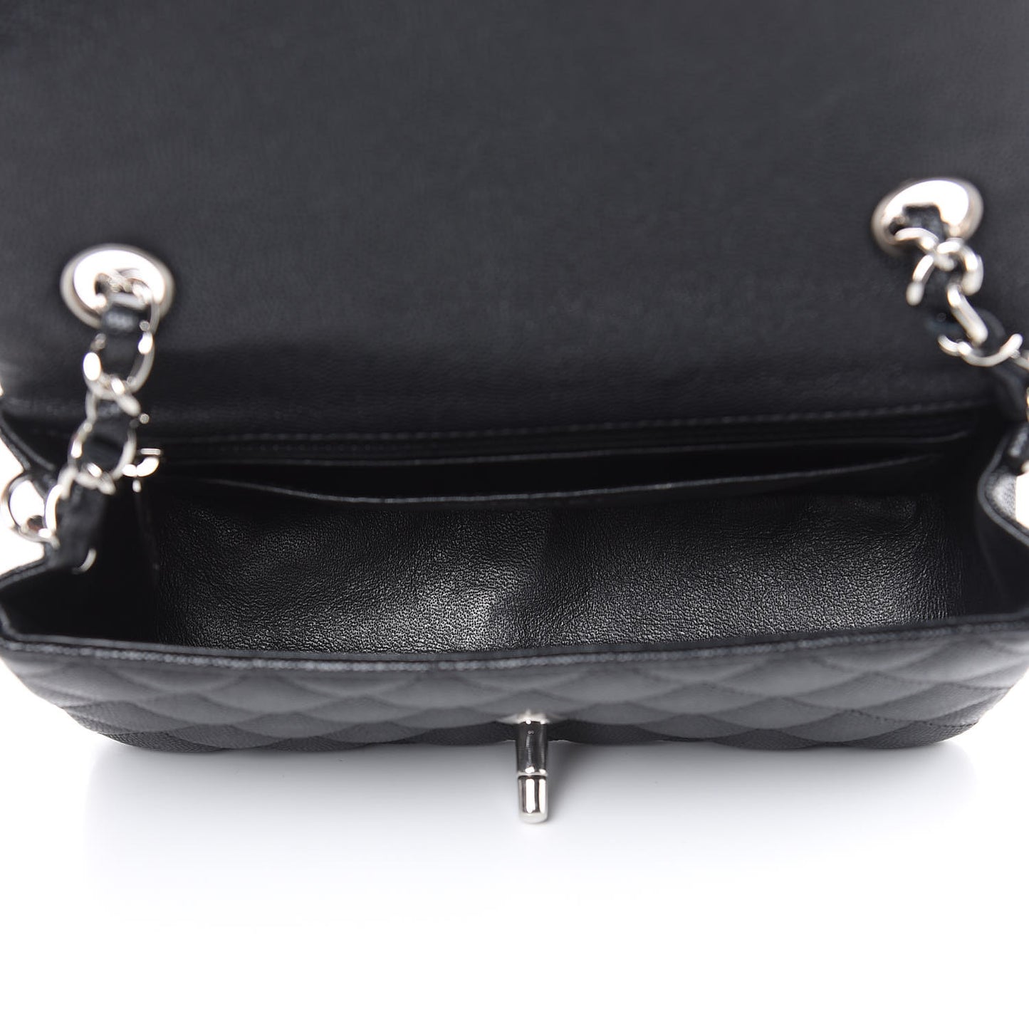 Iridescent Caviar Quilted Mini Rectangular Flap Black